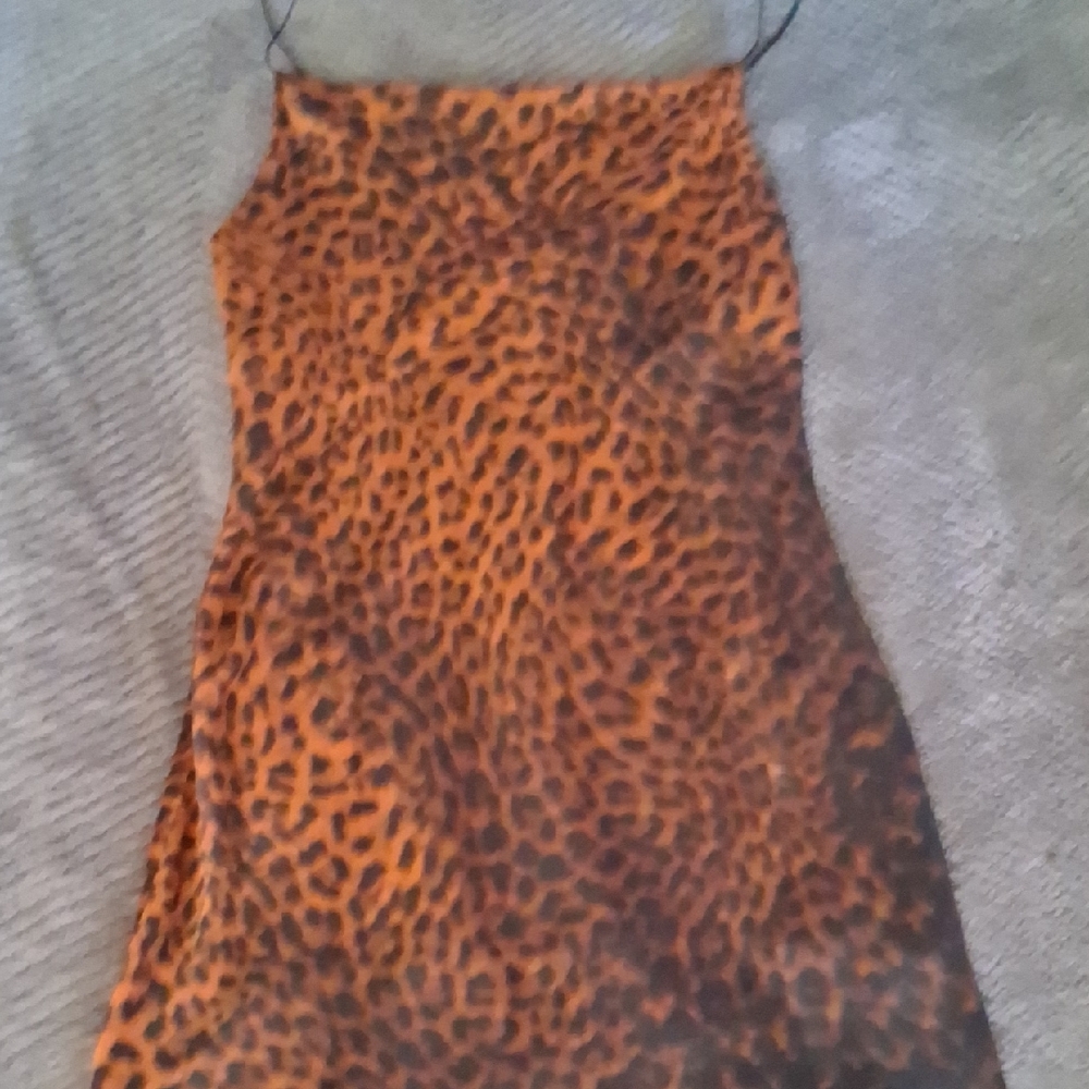 Zara Animal Print Dress in Black and Orange